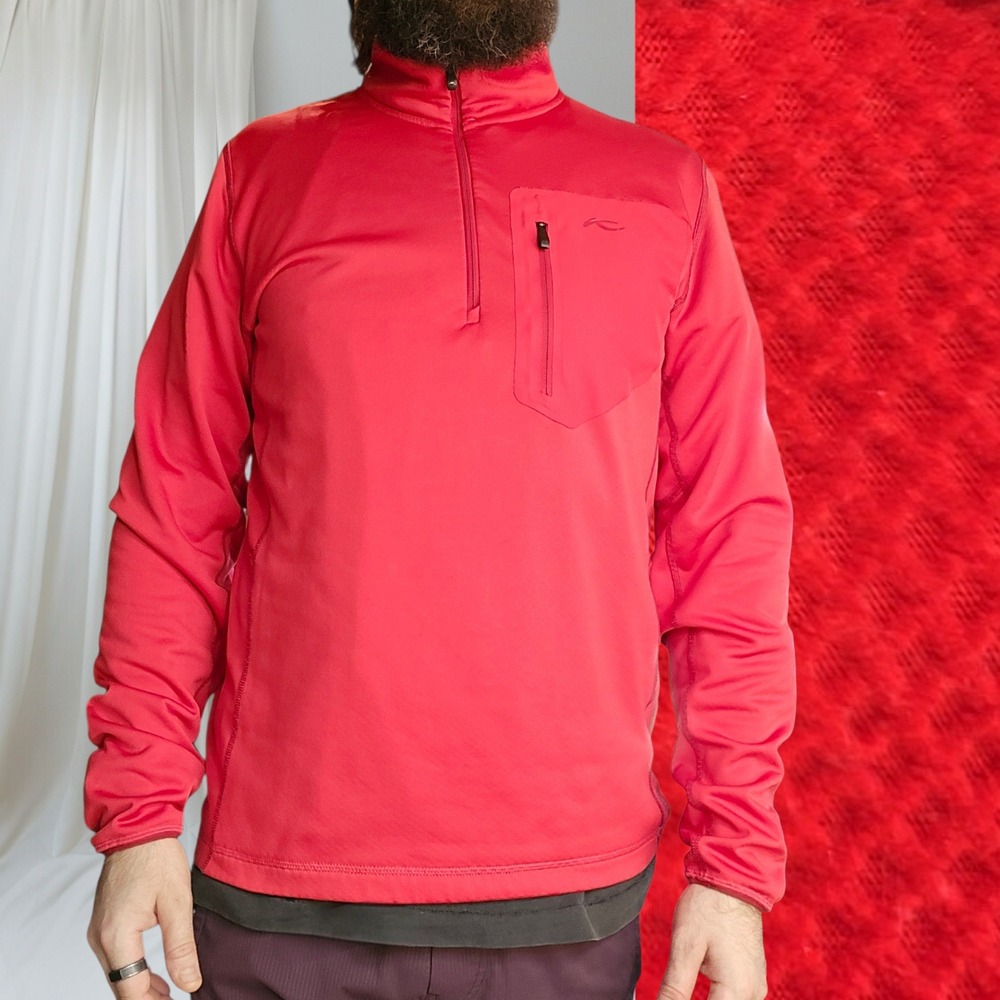 KJUS Men Hydraulic Halfzip XL EU‎ 54 Red Quarter Zip Golf Ski Pullover $229 MSRP